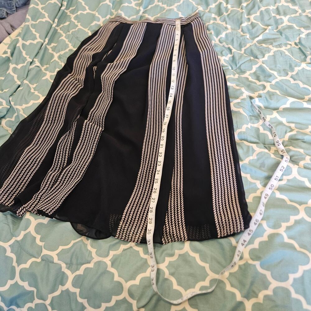 Anne Klein Navy White Striped A-Line Midi Skirt Size 4 Lined - Picture 6 of 8